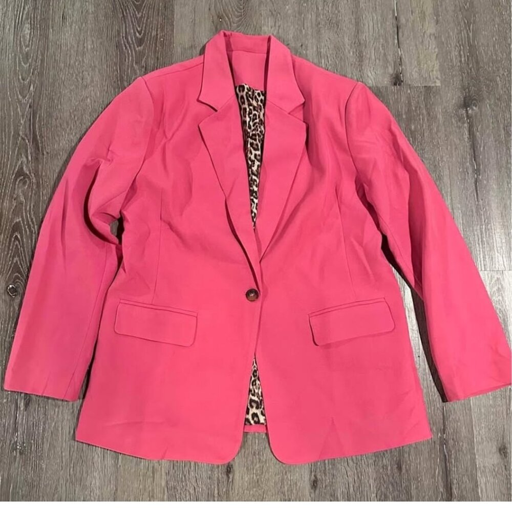 Pink women Blazer XL leopard lining